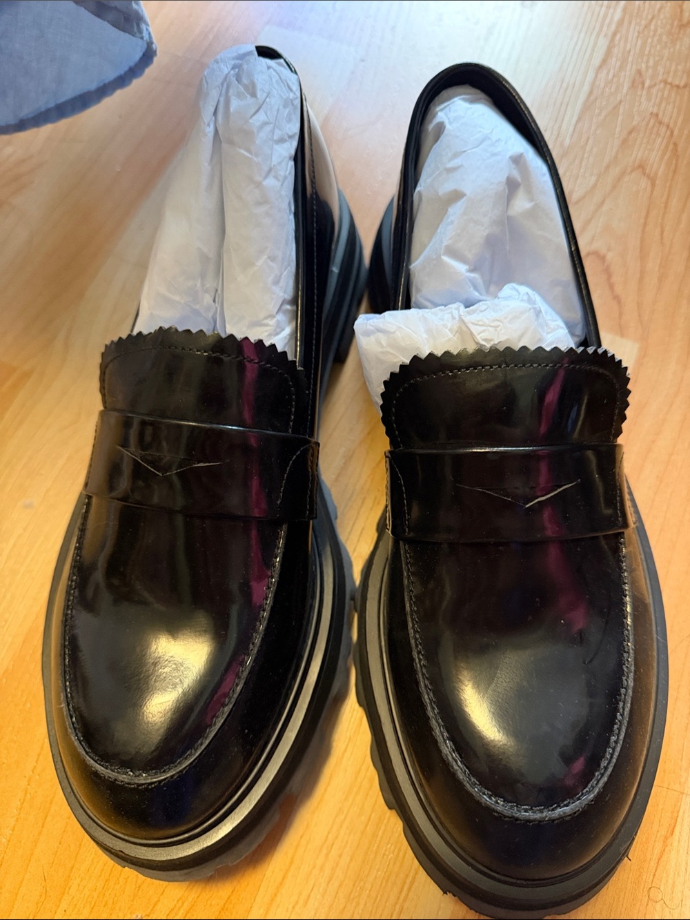 Tony Bianco Black Patent Leather Women's Penny Loafers